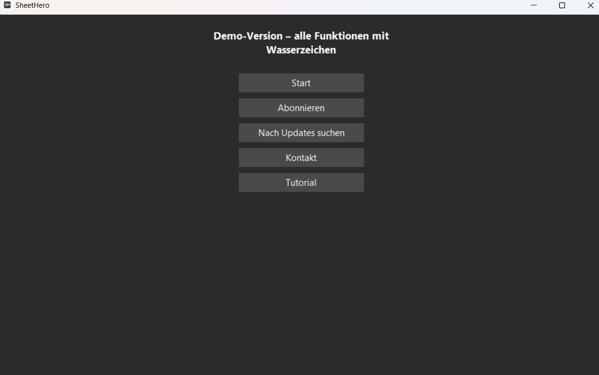 Version und Einstellungen in SheetHero