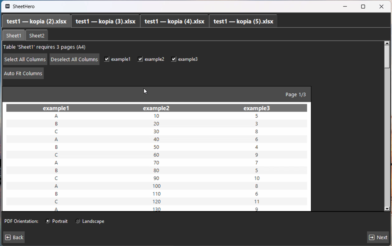 Layout and settings configuration in SheetHero
