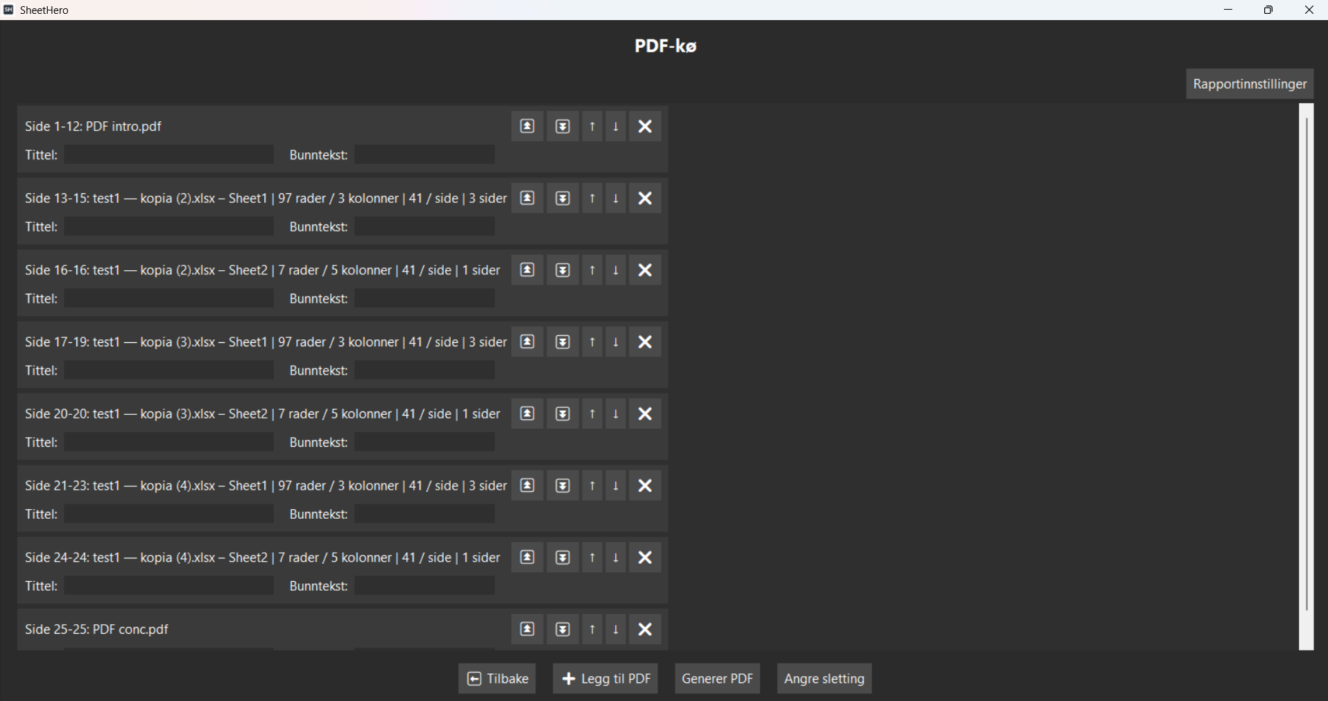 Kø for PDF-generering i SheetHero