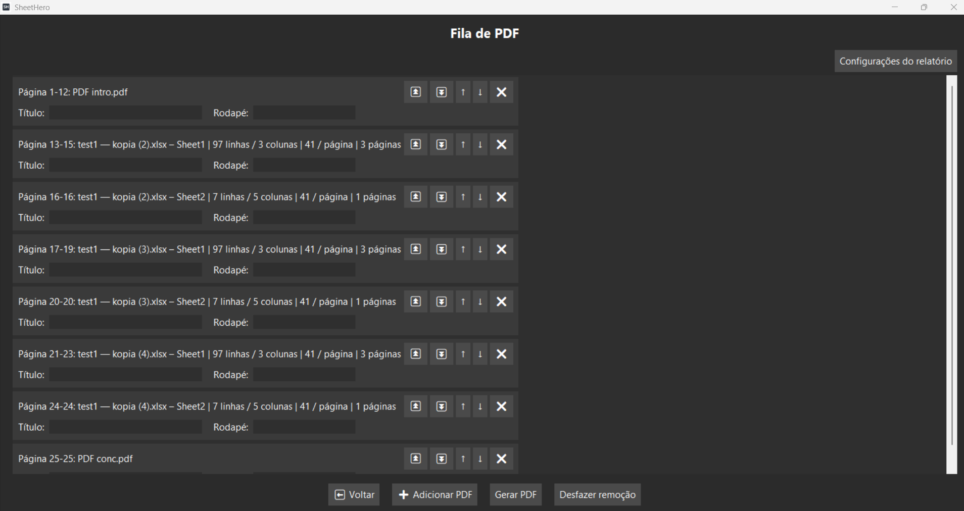 Fila de geração de PDF no SheetHero